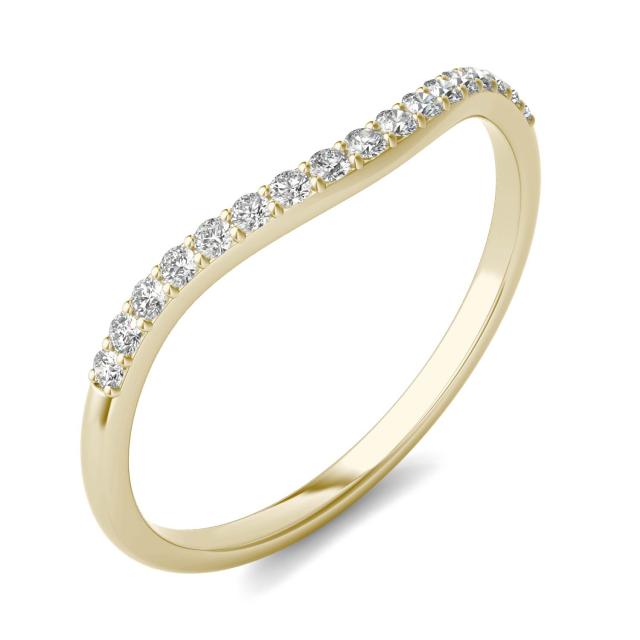 0.17 CTW DEW Round Forever One Moissanite Signature Contoured Matching Wedding Band in 14K Yellow Gold