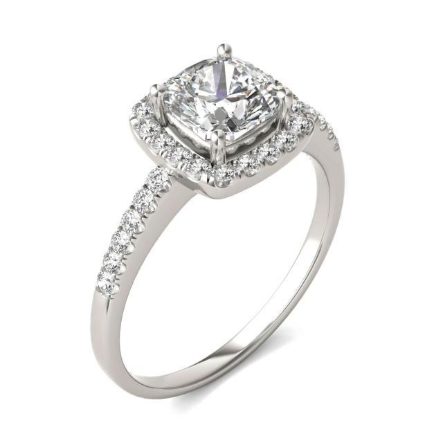 1 1/3 CTW Cushion Caydia Lab Grown Diamond Halo Engagement Ring Platinum