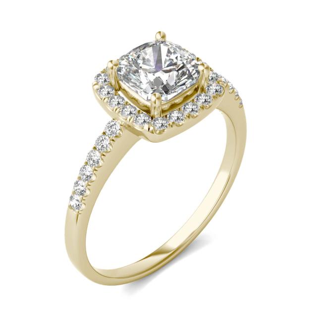 1 1/3 CTW Cushion Caydia Lab Grown Diamond Halo Engagement Ring 14K Yellow Gold