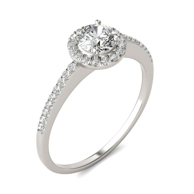 3/4 CTW Round Caydia Lab Grown Diamond Halo Engagement Ring 14K White Gold