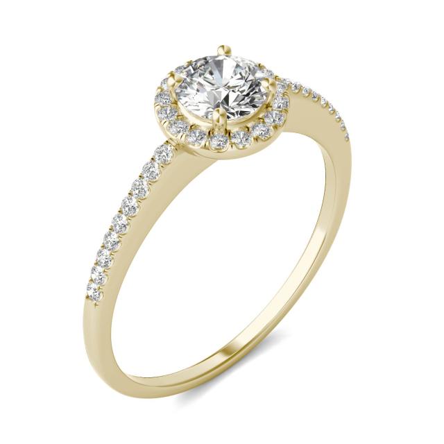 3/4 CTW Round Caydia Lab Grown Diamond Halo Engagement Ring 14K Yellow Gold