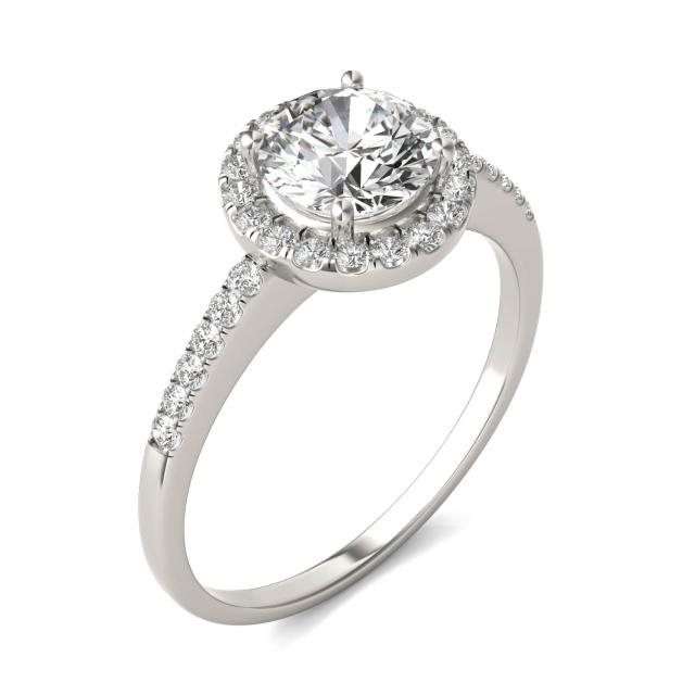 1 1/3 CTW Round Caydia Lab Grown Diamond Halo Engagement Ring 14K White Gold