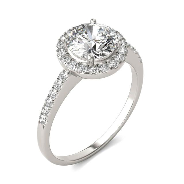 1 2/3 CTW Round Caydia Lab Grown Diamond Halo Engagement Ring 14K White Gold