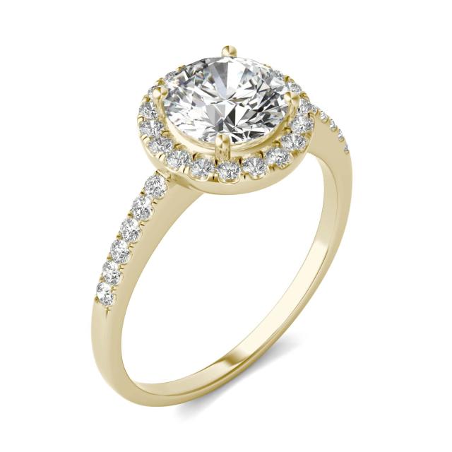 1 2/3 CTW Round Caydia Lab Grown Diamond Halo Engagement Ring 14K Yellow Gold