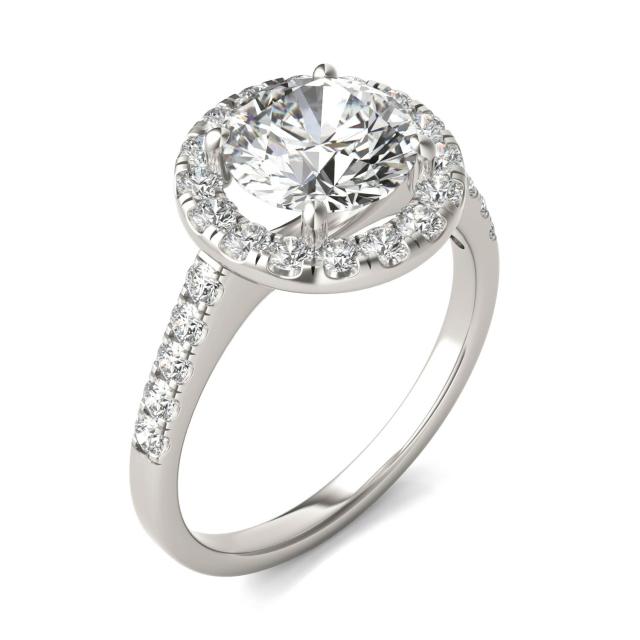 2 5/8 CTW Round Caydia Lab Grown Diamond Halo Engagement Ring 14K White Gold