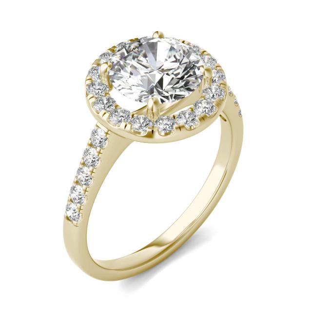 2 5/8 CTW Round Caydia Lab Grown Diamond Halo Engagement Ring 14K Yellow Gold