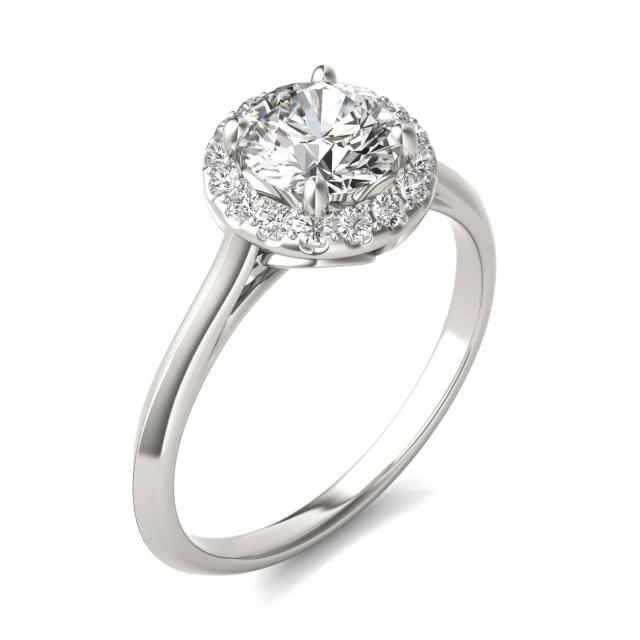 1 1/6 CTW Round Caydia Lab Grown Diamond Signature Halo Engagement Ring Platinum