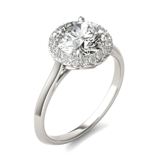 2 1/5 CTW Round Caydia Lab Grown Diamond Signature Halo Engagement Ring Platinum