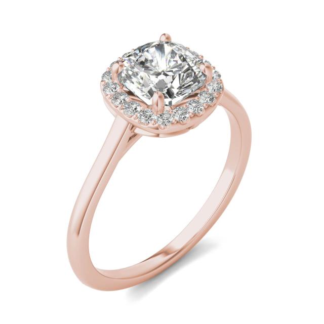 1 3/4 CTW Cushion Caydia Lab Grown Diamond Signature Halo Engagement Ring 18K Rose Gold