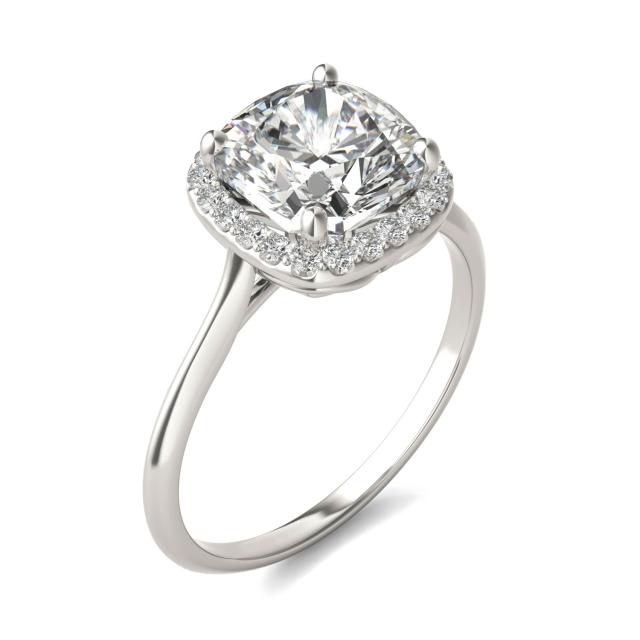2 3/4 CTW Cushion Caydia Lab Grown Diamond Signature Halo Engagement Ring Platinum