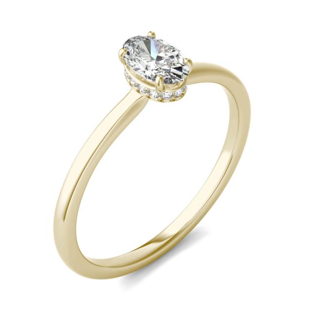 1/2 CTW Oval Caydia Lab Grown Diamond Hidden Halo Solitaire Ring 14K Yellow Gold