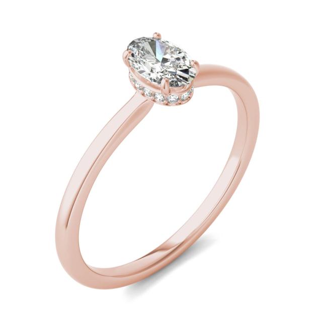1/2 CTW Oval Caydia Lab Grown Diamond Hidden Halo Solitaire Ring 14K Rose Gold
