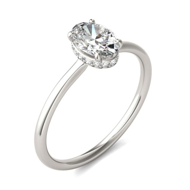 1 1/15 CTW Oval Caydia Lab Grown Diamond Hidden Halo Solitaire Engagement Ring 14K White Gold