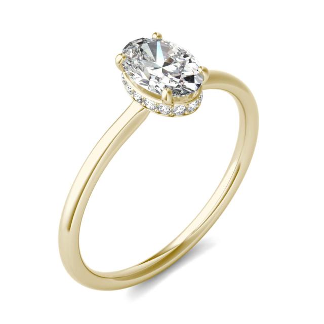 1 1/15 CTW Oval Caydia Lab Grown Diamond Hidden Halo Solitaire Engagement Ring 14K Yellow Gold