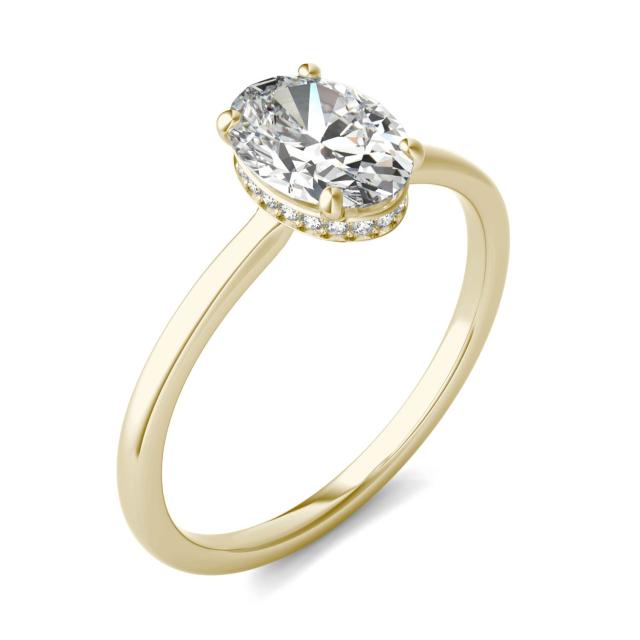 1 5/8 CTW Oval Caydia Lab Grown Diamond Hidden Halo Solitaire Ring 14K Yellow Gold
