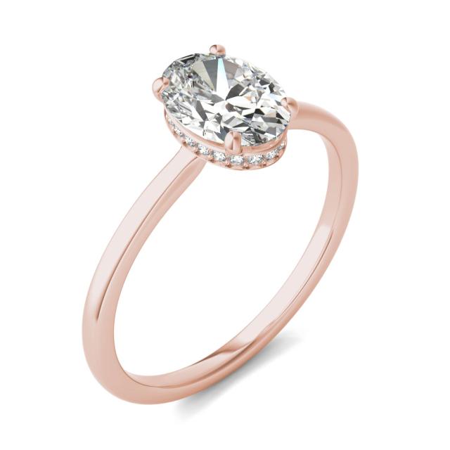 1 5/8 CTW Oval Caydia Lab Grown Diamond Hidden Halo Solitaire Ring 14K Rose Gold
