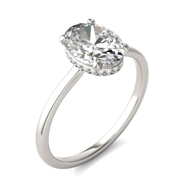 2 1/10 CTW Oval Caydia Lab Grown Diamond Hidden Halo Solitaire Ring Platinum