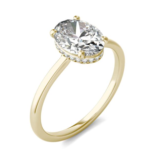 2 1/10 CTW Oval Caydia Lab Grown Diamond Hidden Halo Solitaire Ring 14K Yellow Gold