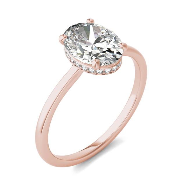 2 1/10 CTW Oval Caydia Lab Grown Diamond Hidden Halo Solitaire Ring 14K Rose Gold
