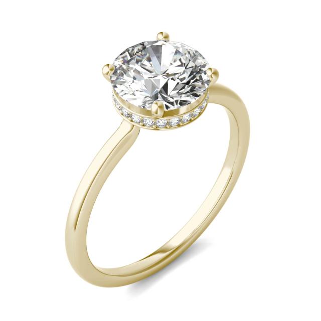 2 1/10 CTW Round Caydia Lab Grown Diamond Hidden Halo Solitaire Ring 14K Yellow Gold