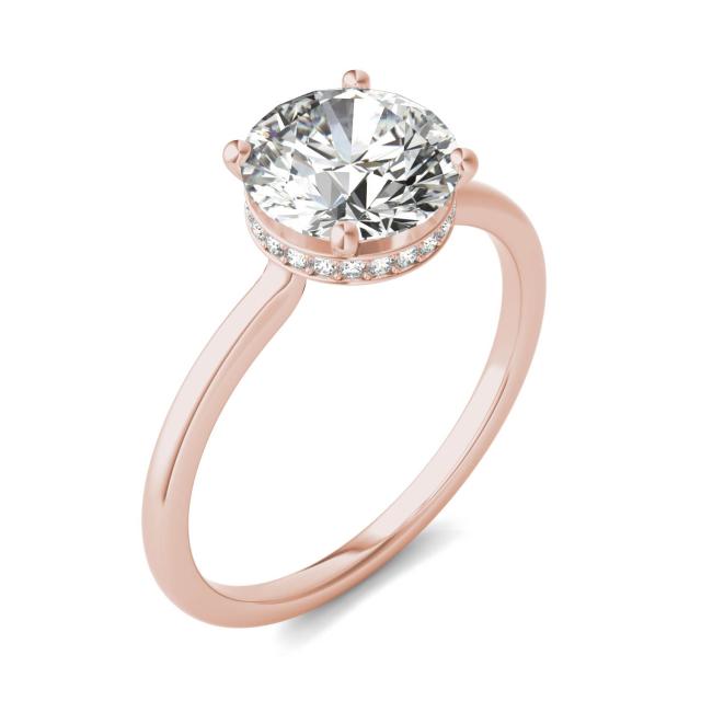 2 1/10 CTW Round Caydia Lab Grown Diamond Hidden Halo Solitaire Ring 14K Rose Gold