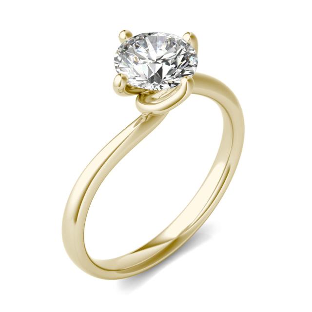 1 CTW Round Caydia Lab Grown Diamond Twisted Gallery Solitaire Engagement Ring 14K Yellow Gold