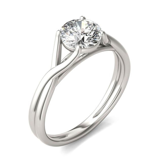 1 CTW Round Caydia Lab Grown Diamond Interlaced Solitaire Engagement Ring 14K White Gold