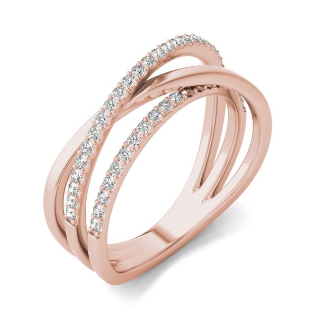 1/3 CTW Round Caydia Lab Grown Diamond Triple Crossover Ring 14K Rose Gold