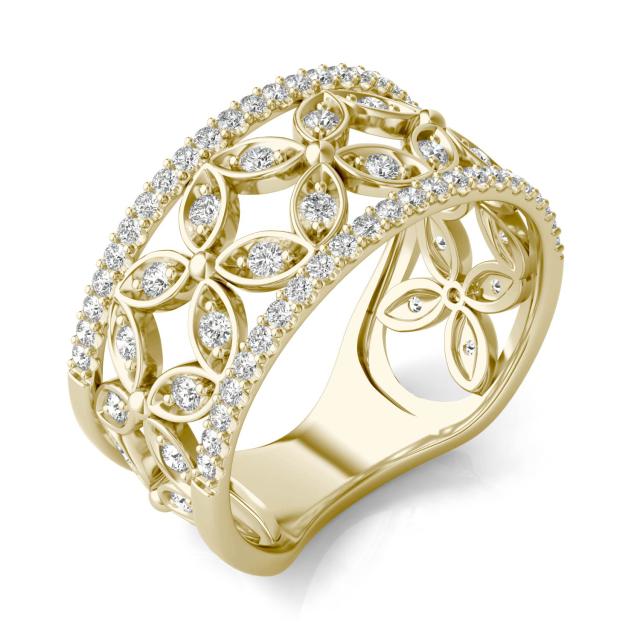 1/2 CTW Round Caydia Lab Grown Diamond Floret Fashion Ring 14K Yellow Gold