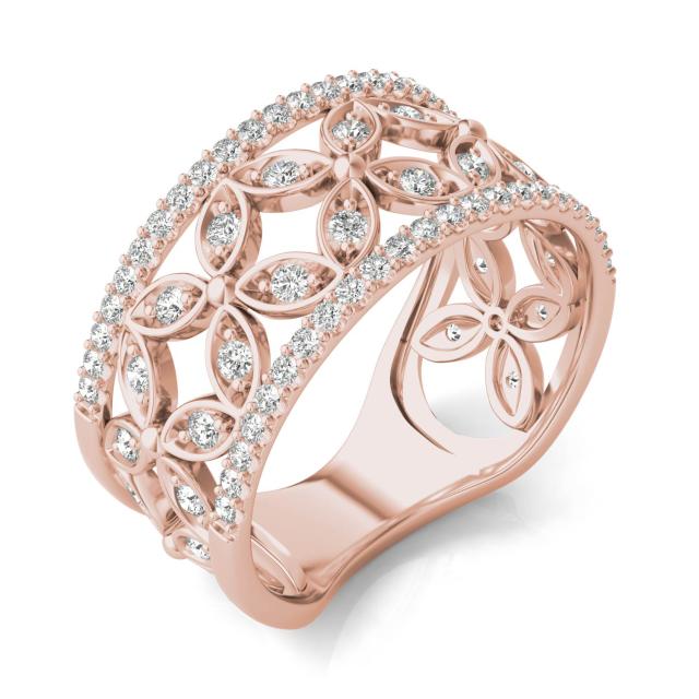 1/2 CTW Round Caydia Lab Grown Diamond Floret Fashion Ring 14K Rose Gold