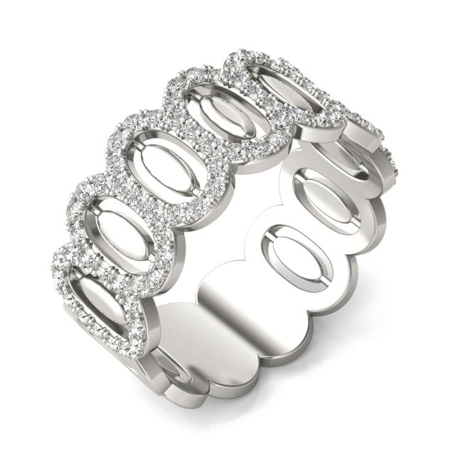 2/3 CTW Round Caydia Lab Grown Diamond Oval Fashion Ring 14K White Gold