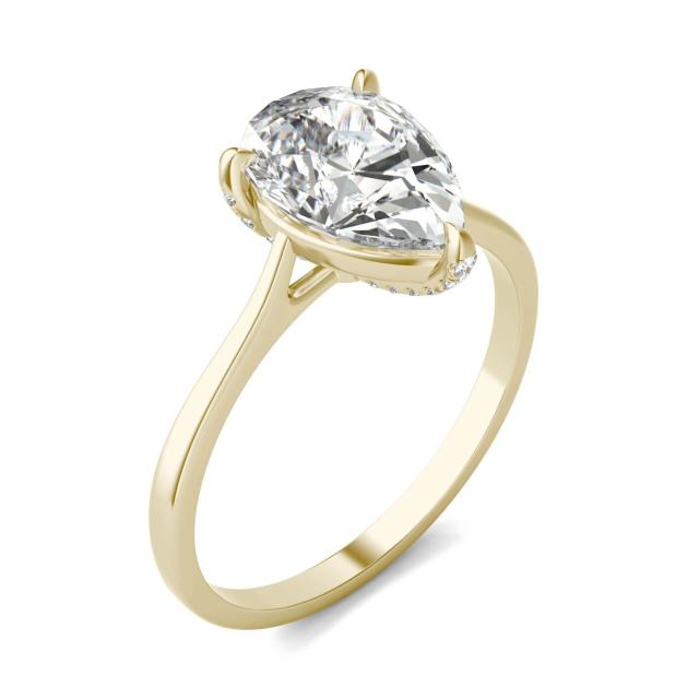 2.21 CTW DEW Pear Forever One Moissanite Ring in 14K Yellow Gold