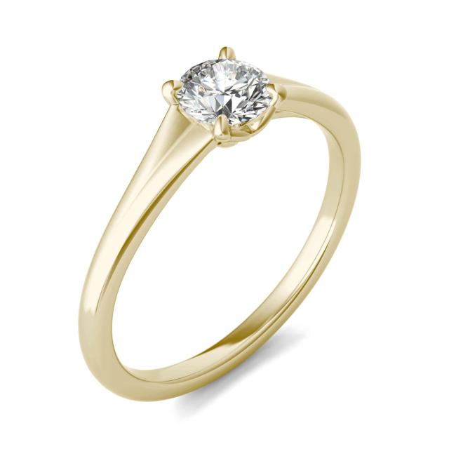 1/2 CTW Round Caydia Lab Grown Diamond Signature Tapered Solitaire Engagement Ring in 18K Yellow Gold