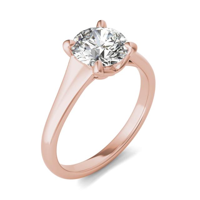 1 1/2 CTW Round Caydia Lab Grown Diamond Signature Tapered Solitaire Engagement Ring in 18K Rose Gold