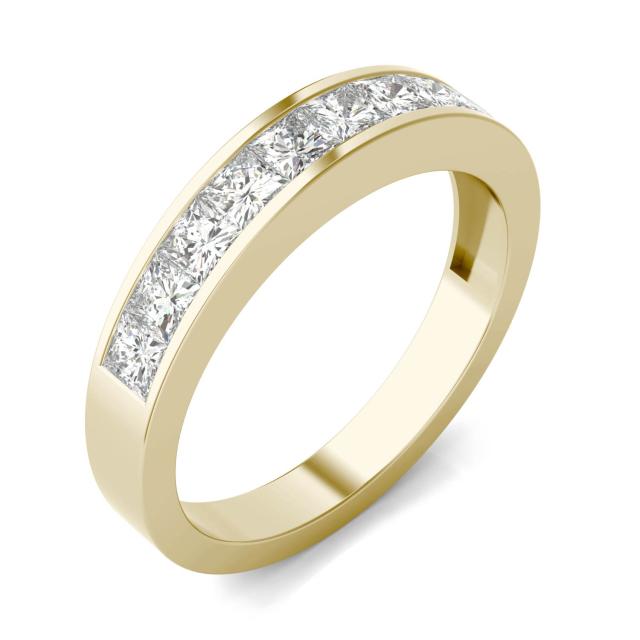 1.00 CTW DEW Princess Forever One Moissanite Channel Set Anniversary Band Ring in 14K Yellow Gold
