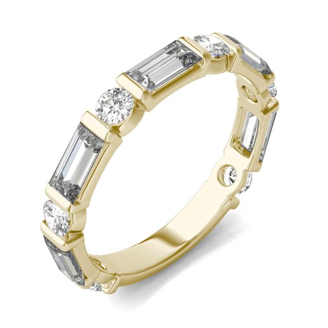 1.62 CTW DEW Straight Baguette Forever One Moissanite Alternating Stackable Band in 14K Yellow Gold
