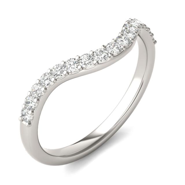 0.30 CTW DEW Round Forever One Moissanite Signature Curved Matching Band in 14K White Gold