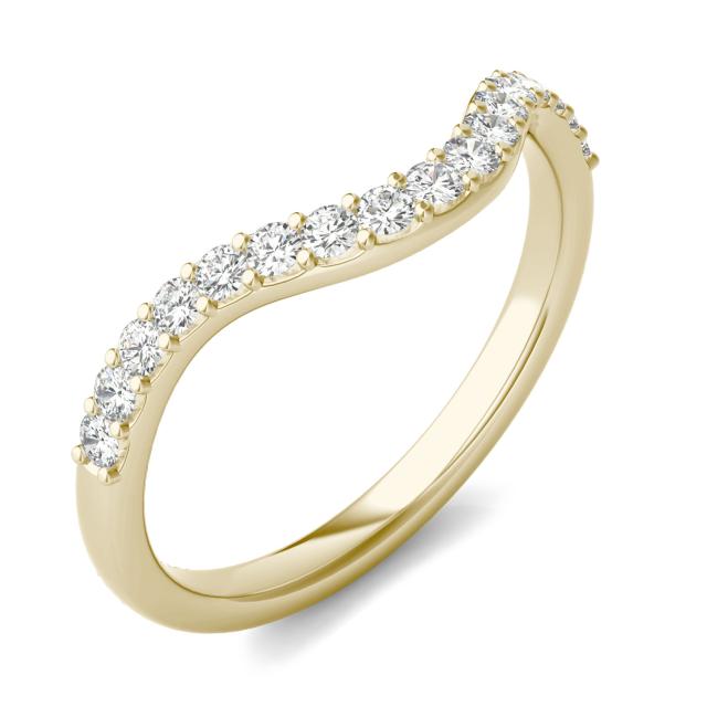 0.30 CTW DEW Round Forever One Moissanite Signature Curved Matching Band in 14K Yellow Gold