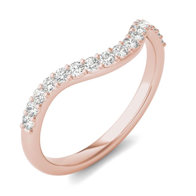 0.30 CTW DEW Round Forever One Moissanite Signature Curved Matching Band in 14K Rose Gold