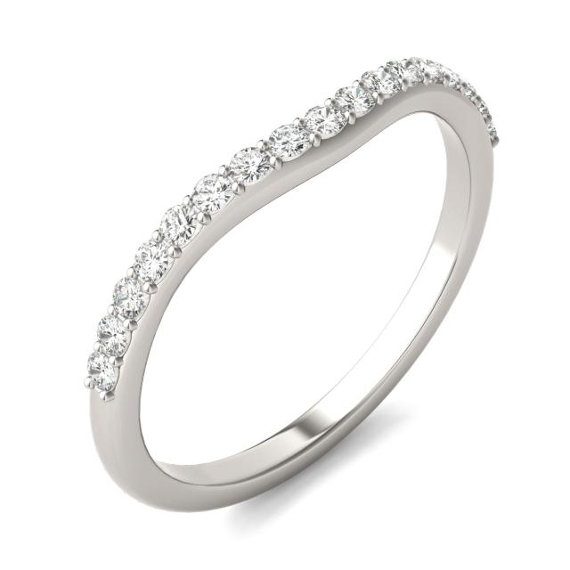 0.26 CTW DEW Round Forever One Moissanite Signature Curved Matching Band in 14K White Gold