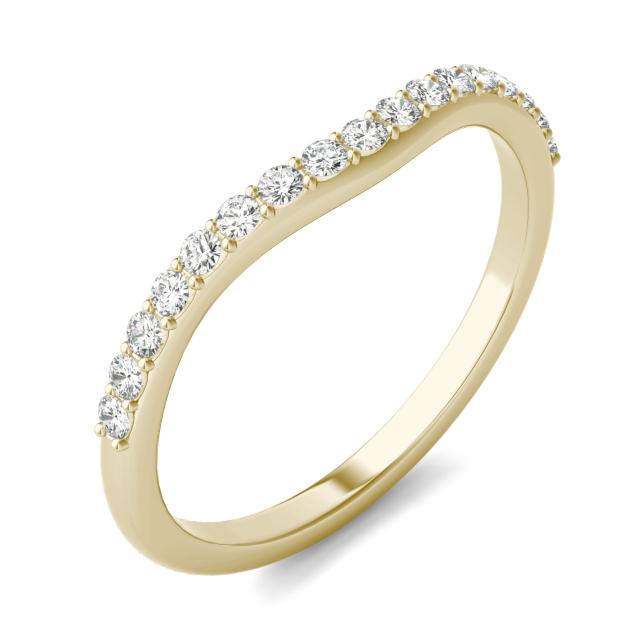 0.26 CTW DEW Round Forever One Moissanite Signature Curved Matching Band in 14K Yellow Gold