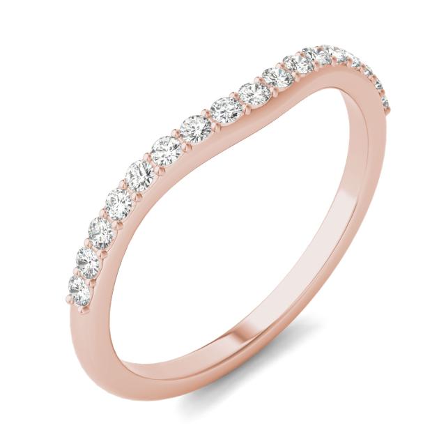0.26 CTW DEW Round Forever One Moissanite Signature Curved Matching Band in 14K Rose Gold