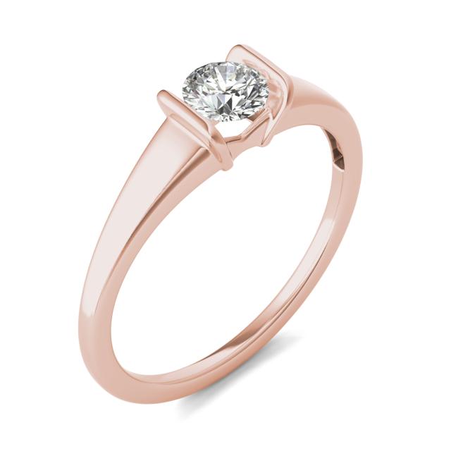 1/3 CTW Round Caydia Lab Grown Diamond Channel Set Solitaire Petite Ring 14K Rose Gold