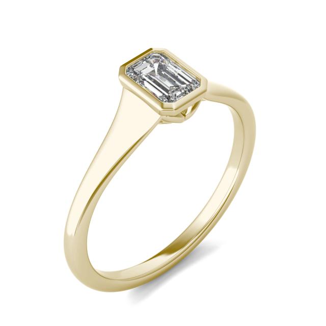 1/2 CTW Emerald Caydia Lab Grown Diamond Signature Tapered Bezel Solitaire Engagement Ring 18K Yellow Gold