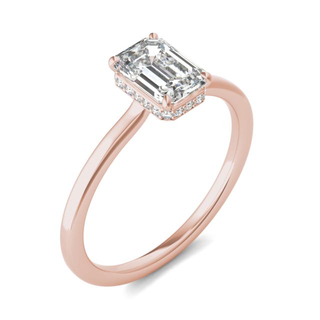 1 1/15 CTW Emerald Caydia Lab Grown Diamond Hidden Halo Solitaire Engagement Ring 14K Rose Gold