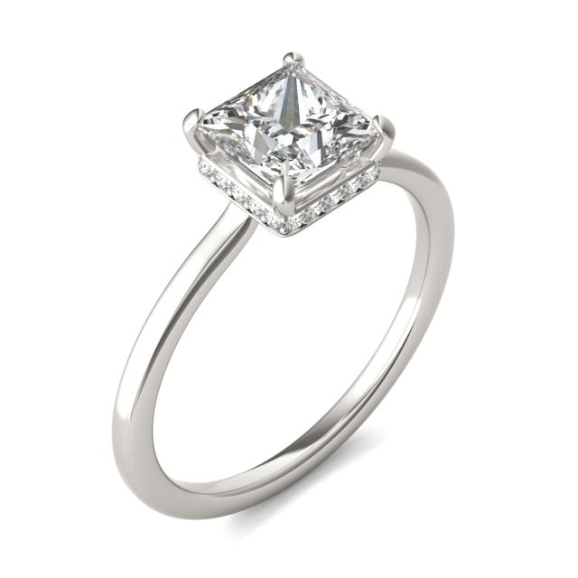 1 1/15 CTW Princess Caydia Lab Grown Diamond Hidden Halo Solitaire Engagement Ring 14K White Gold