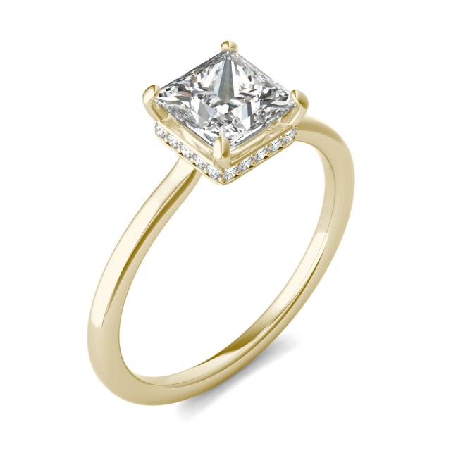 1 1/15 CTW Princess Caydia Lab Grown Diamond Hidden Halo Solitaire Engagement Ring 14K Yellow Gold