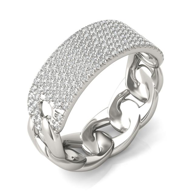 1/2 CTW Round Caydia Lab Grown Diamond Seven Row Pave Chain Link Ring 14K White Gold