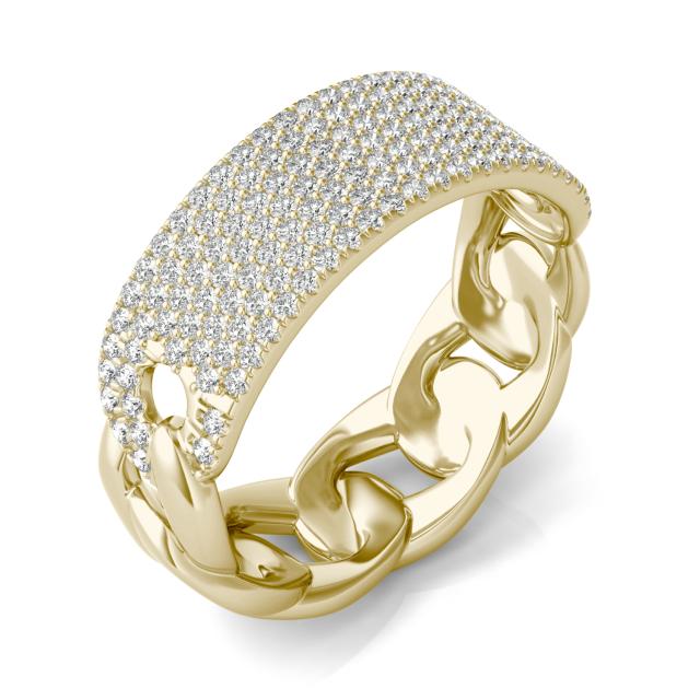 1/2 CTW Round Caydia Lab Grown Diamond Seven Row Pave Chain Link Ring 14K Yellow Gold