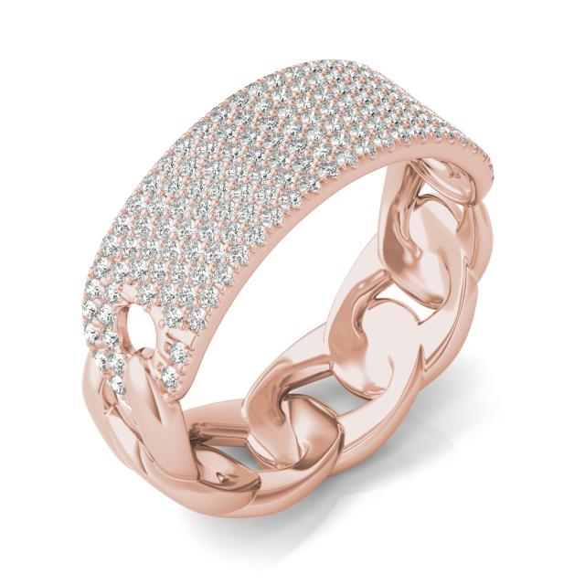1/2 CTW Round Caydia Lab Grown Diamond Seven Row Pave Chain Link Ring 14K Rose Gold